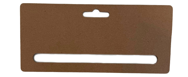 Flat kraft cardboard tea towel display hanger with hanging slot and bottom fold insert