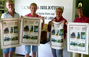 Redland Museum custom printed organic cotton tea towel featuring historical artefacts and museum building