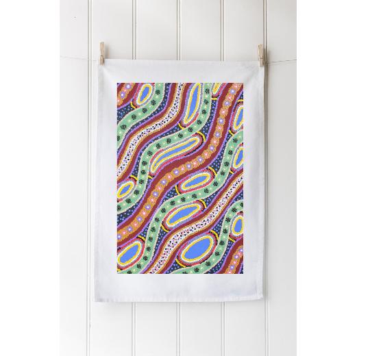 Digital Print White Cotton Tea Towel -  Portrait