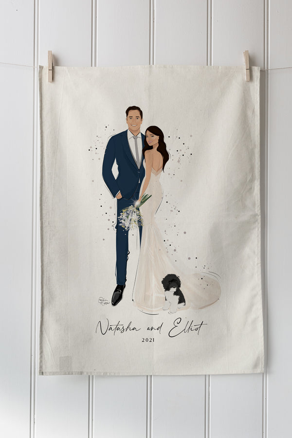 Custom printed wedding linen tea towels Australia | No minimum order quantity 