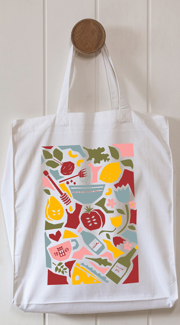 Custom printed organic cotton aprons, tea towels, and bags, uniquely designed and printed in Australia