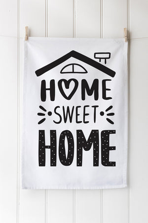 White tea towel with home sweet home print