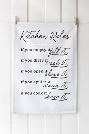 Kitchen rules text black on tea towels