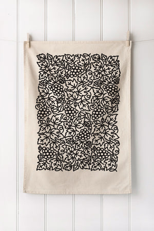 Vineyard screen print on natural tea towel
